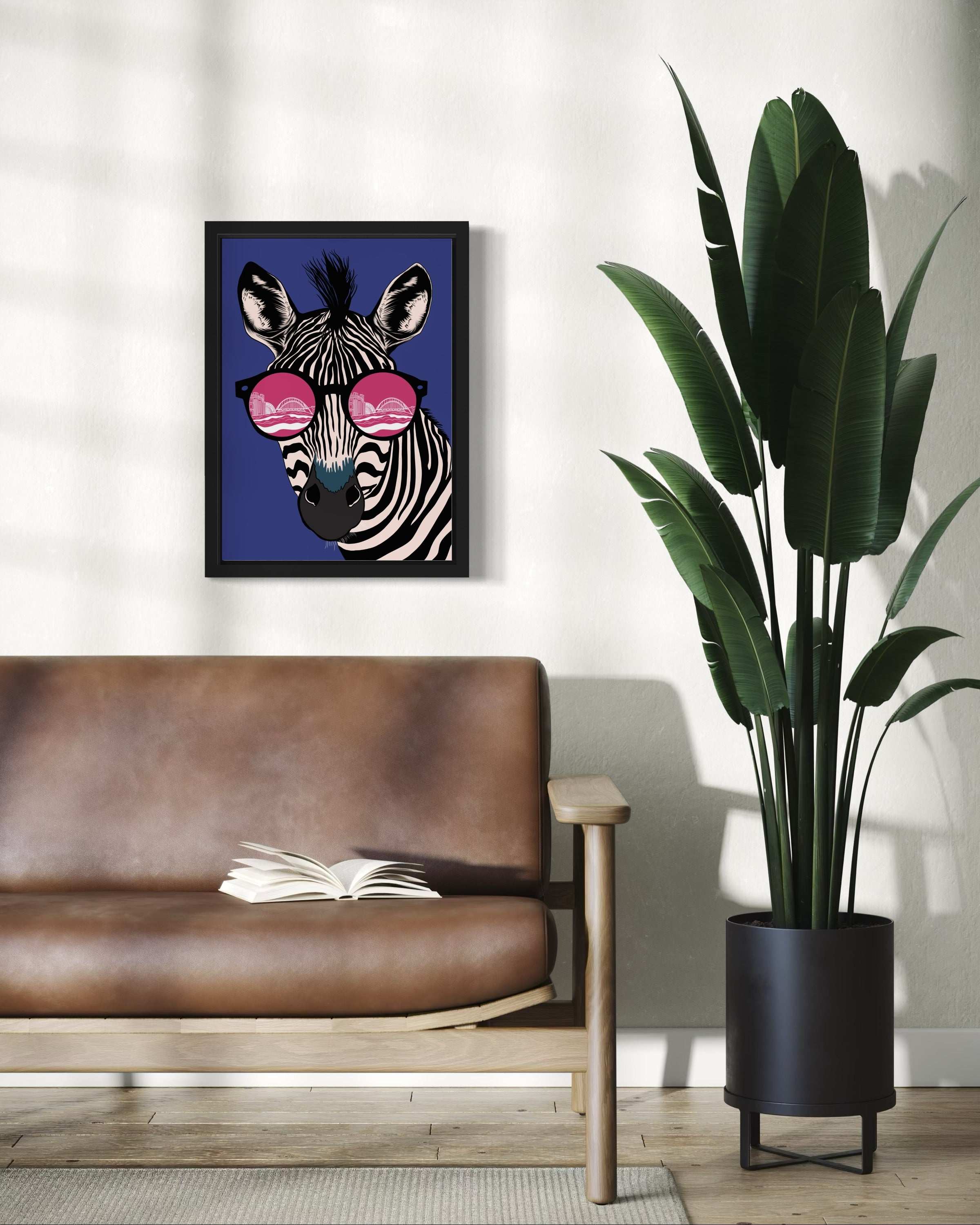 Toon Zebra Illustration Featuring Newcastle River Tyne Art Print - 3 colour versions