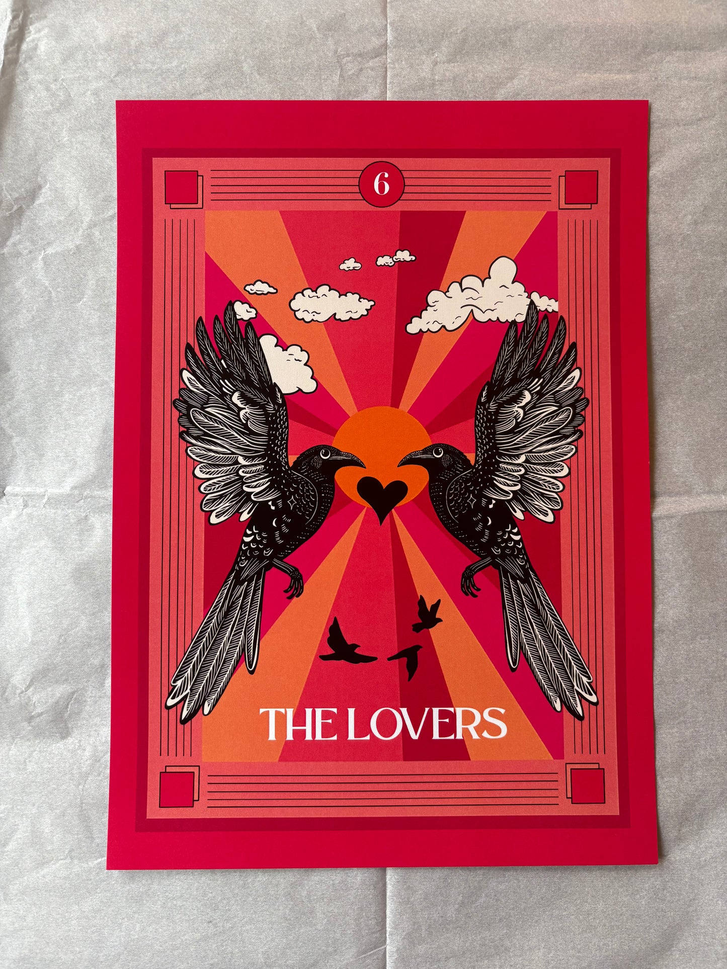 The Lovers Tarot Card Art Print - 3 colour options