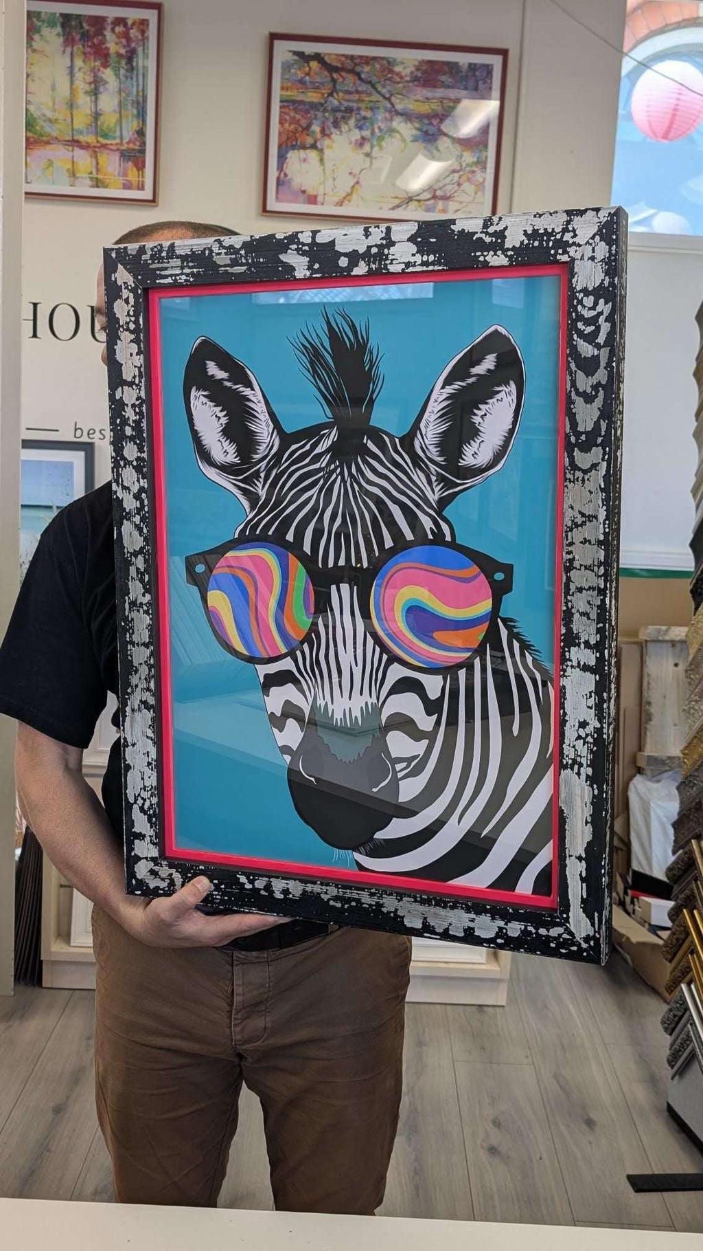 Zebra with Glasses Psychedelic Wall Art Print