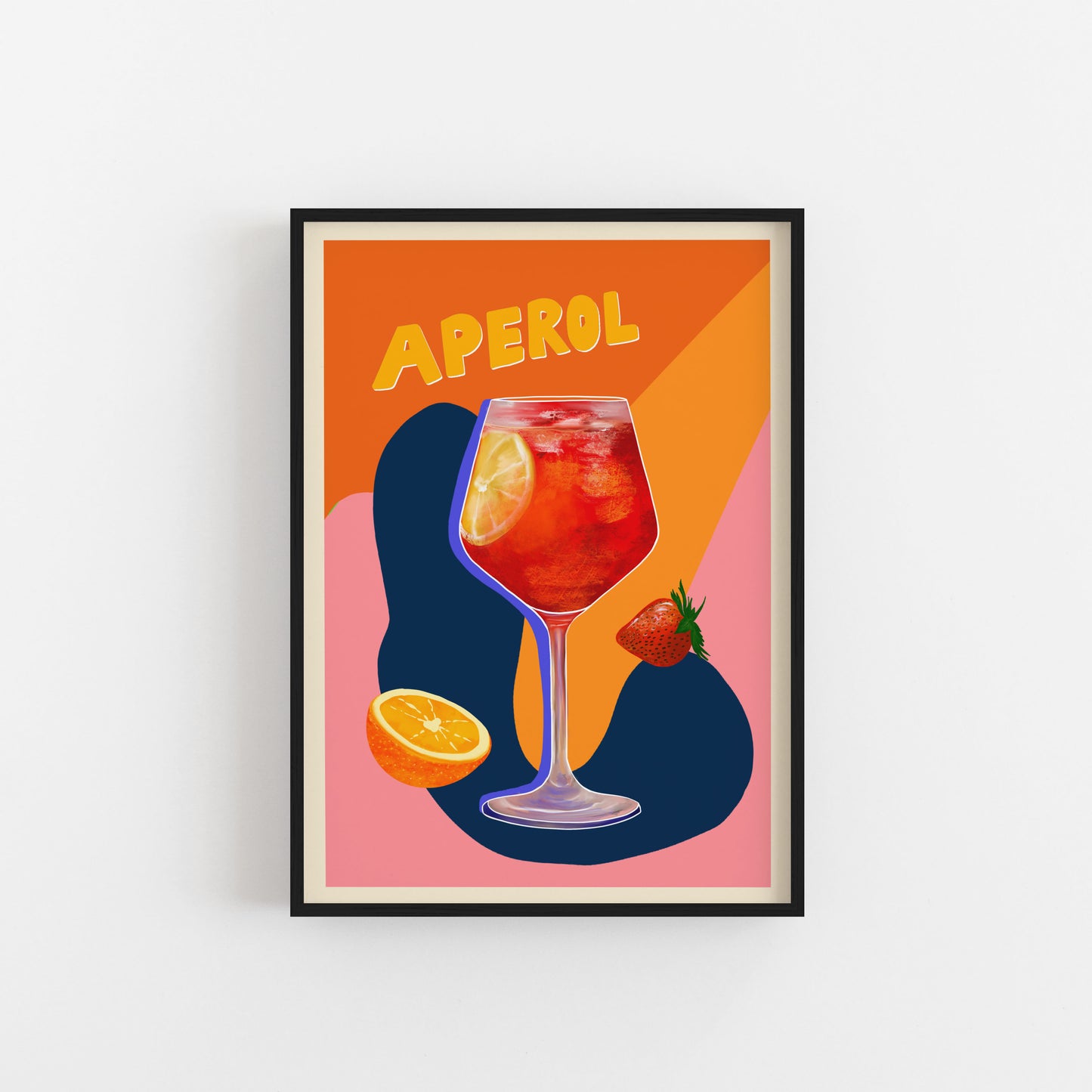 Aperol Spritz Cocktail Art Print for KitchenBar Decor