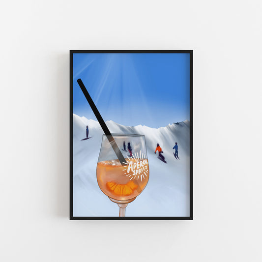 Aperol Spritz Cocktail Drink Art Print Après Ski Slopes Poster