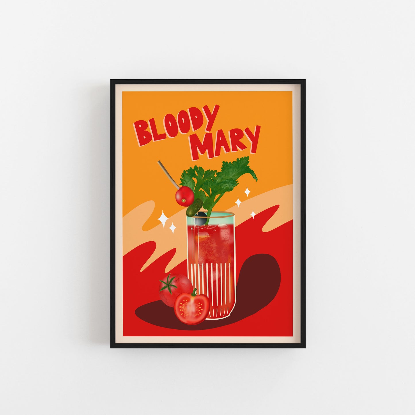 Bloody Mary Cocktail Art Print For Kitchen Bar Decor