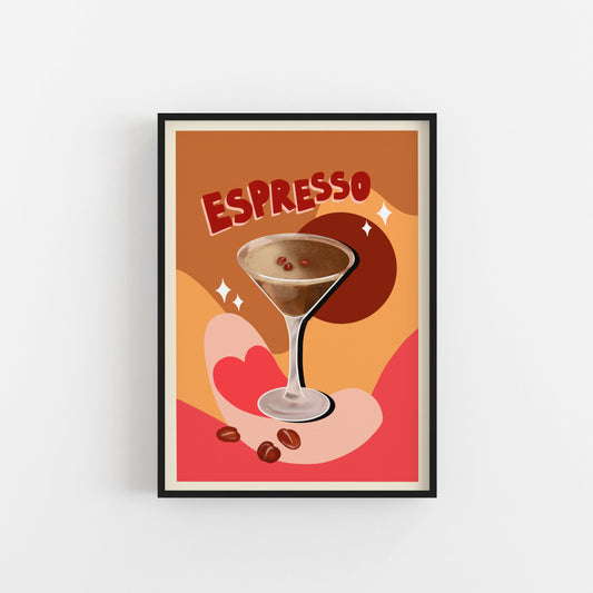 Espresso Martini Cocktail Art Print for Kitchen Bar Decor