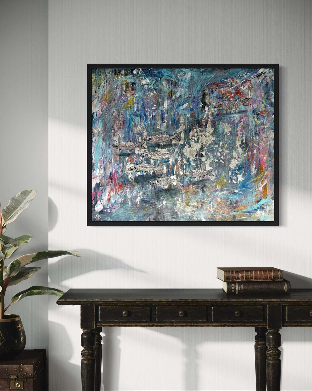 A Sardine Symphony - Large Mixed Media Canvas Paining