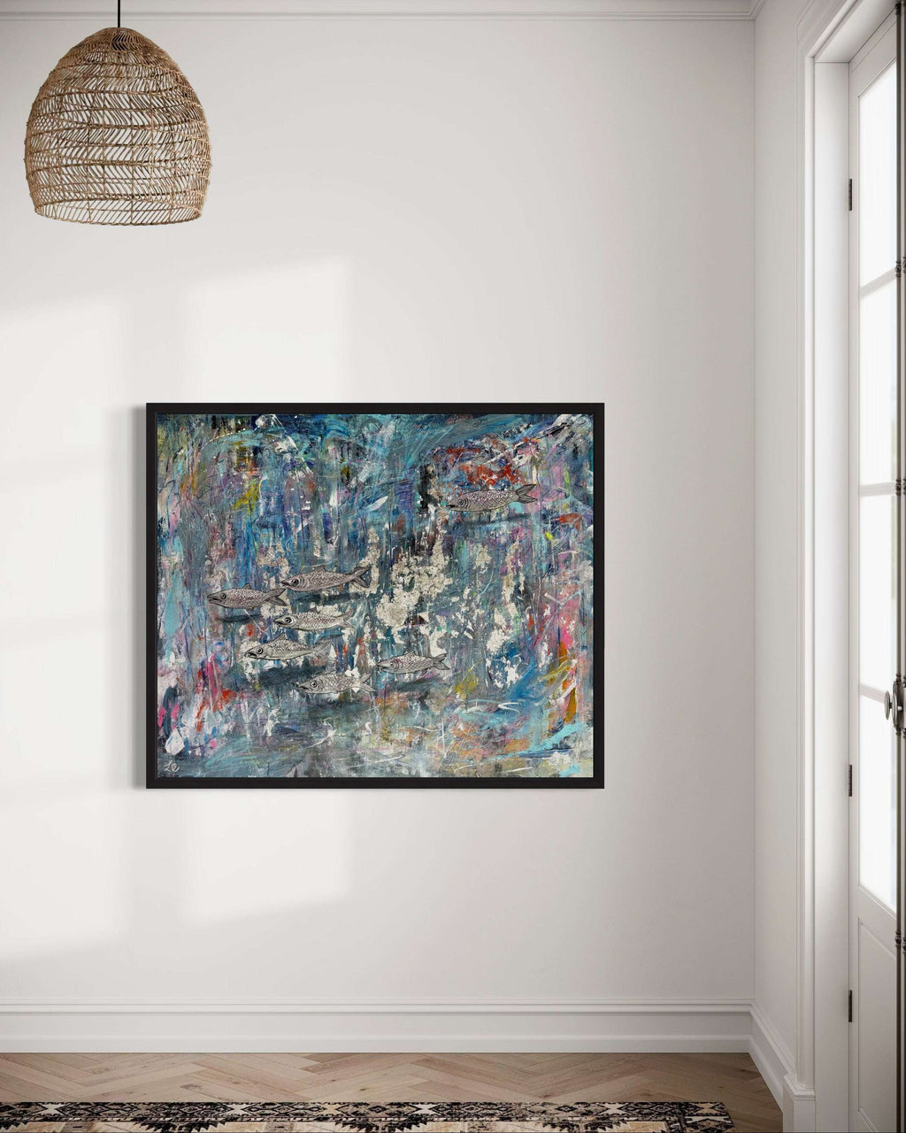 A Sardine Symphony - Large Mixed Media Canvas Paining