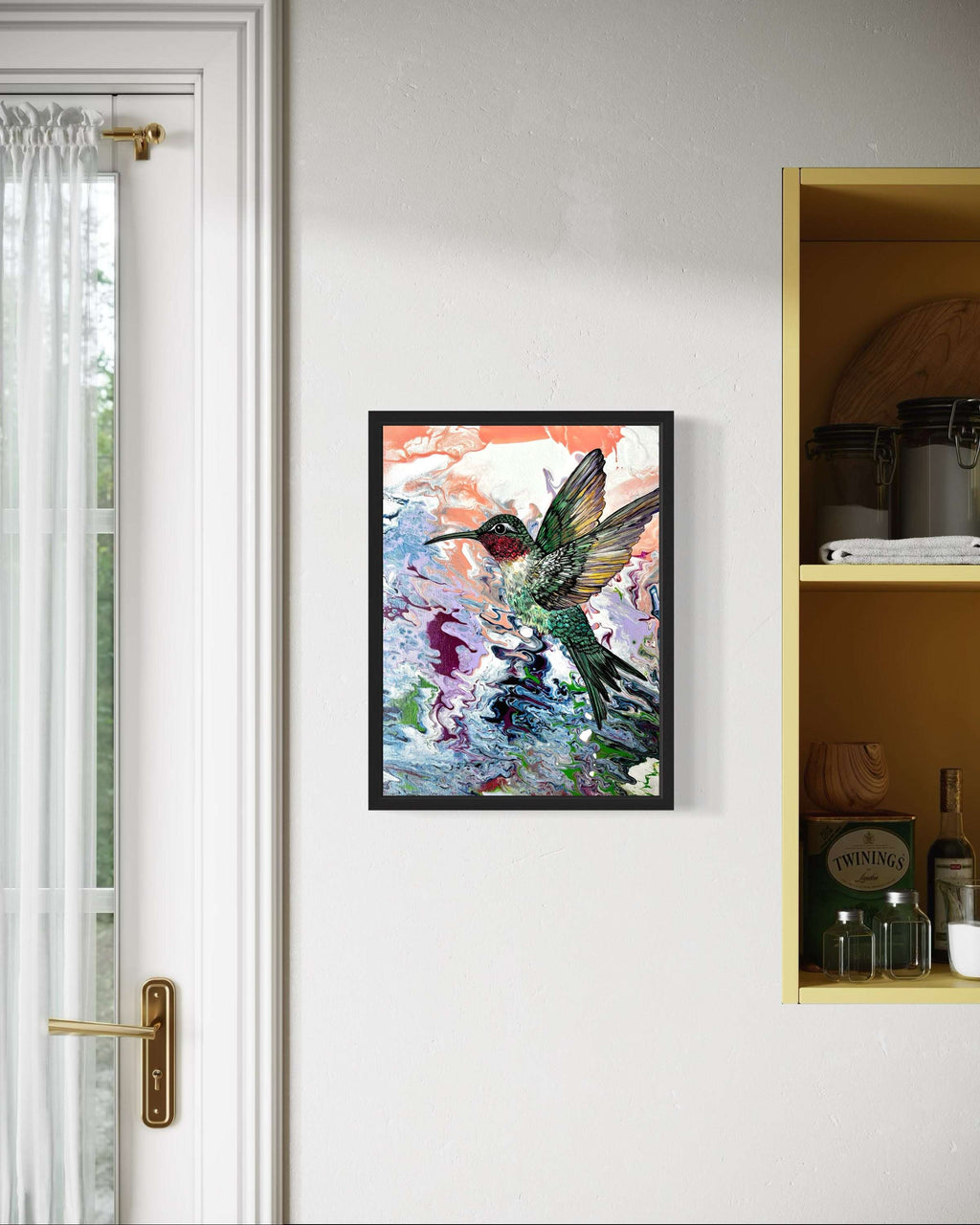 Hummingbird Mixed Media Original Painting "Flight of Freedom"