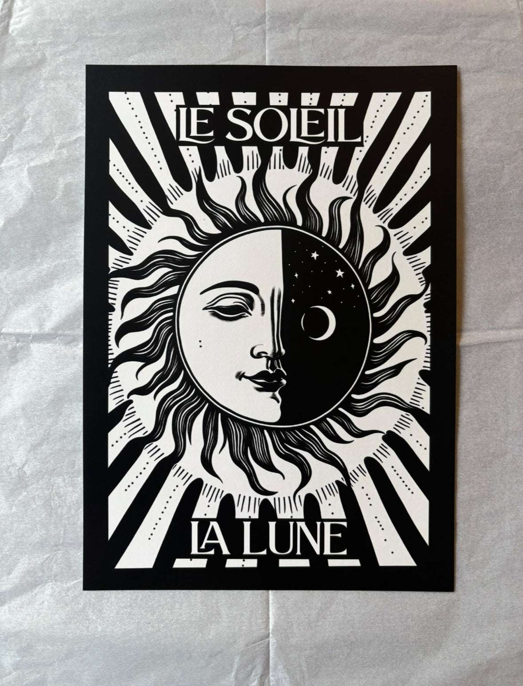 Le Soleil La Lune / Sun and Moon Art Print Black and White