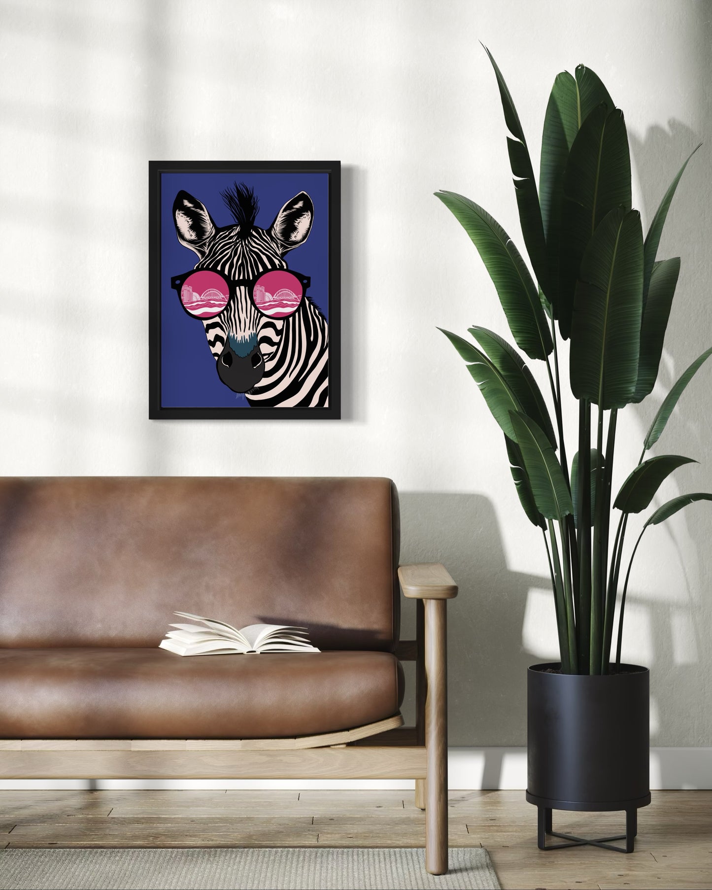 Zebra Illustration Featuring Newcastle River Tyne Art Print