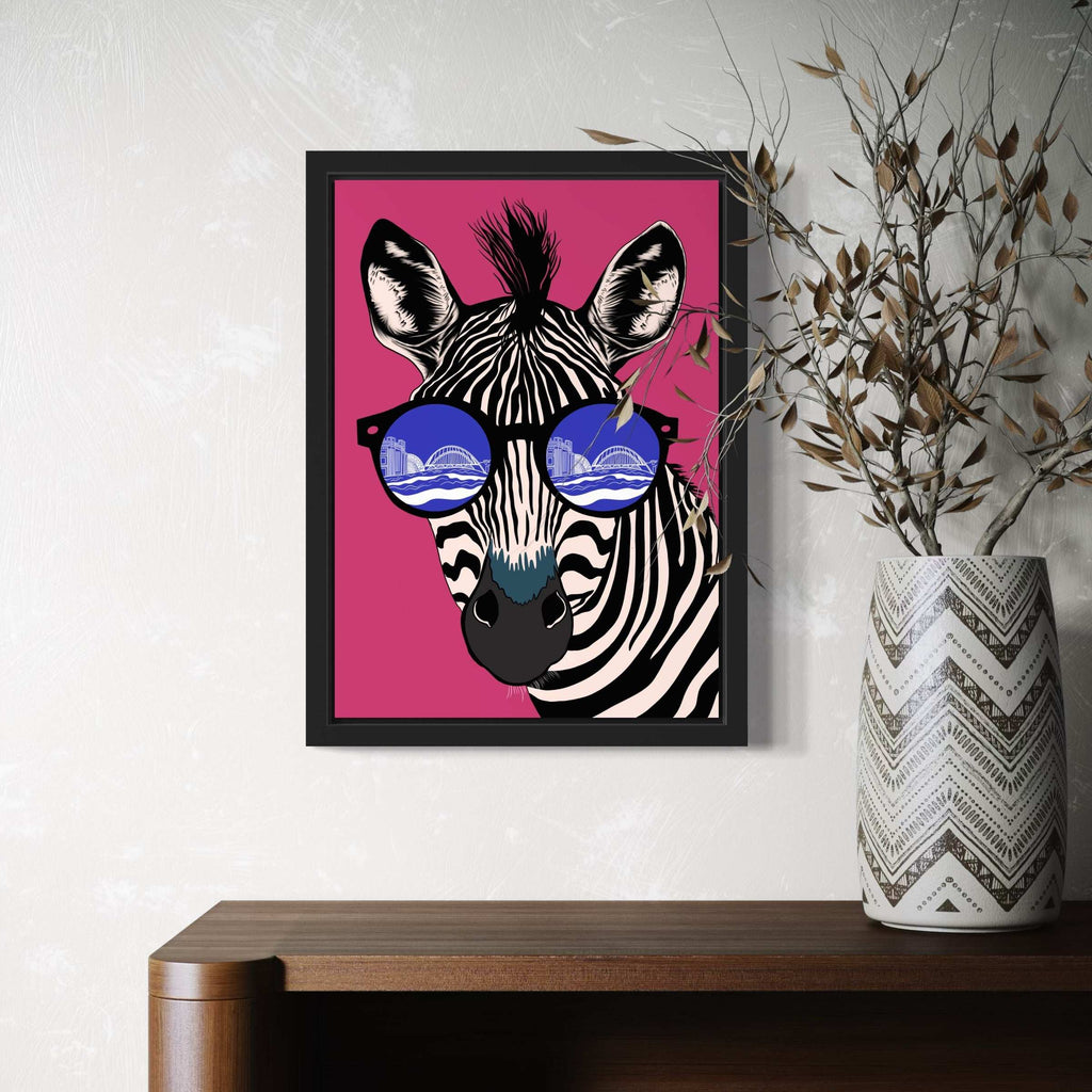 Zebra Illustration Featuring Newcastle River Tyne Art Print