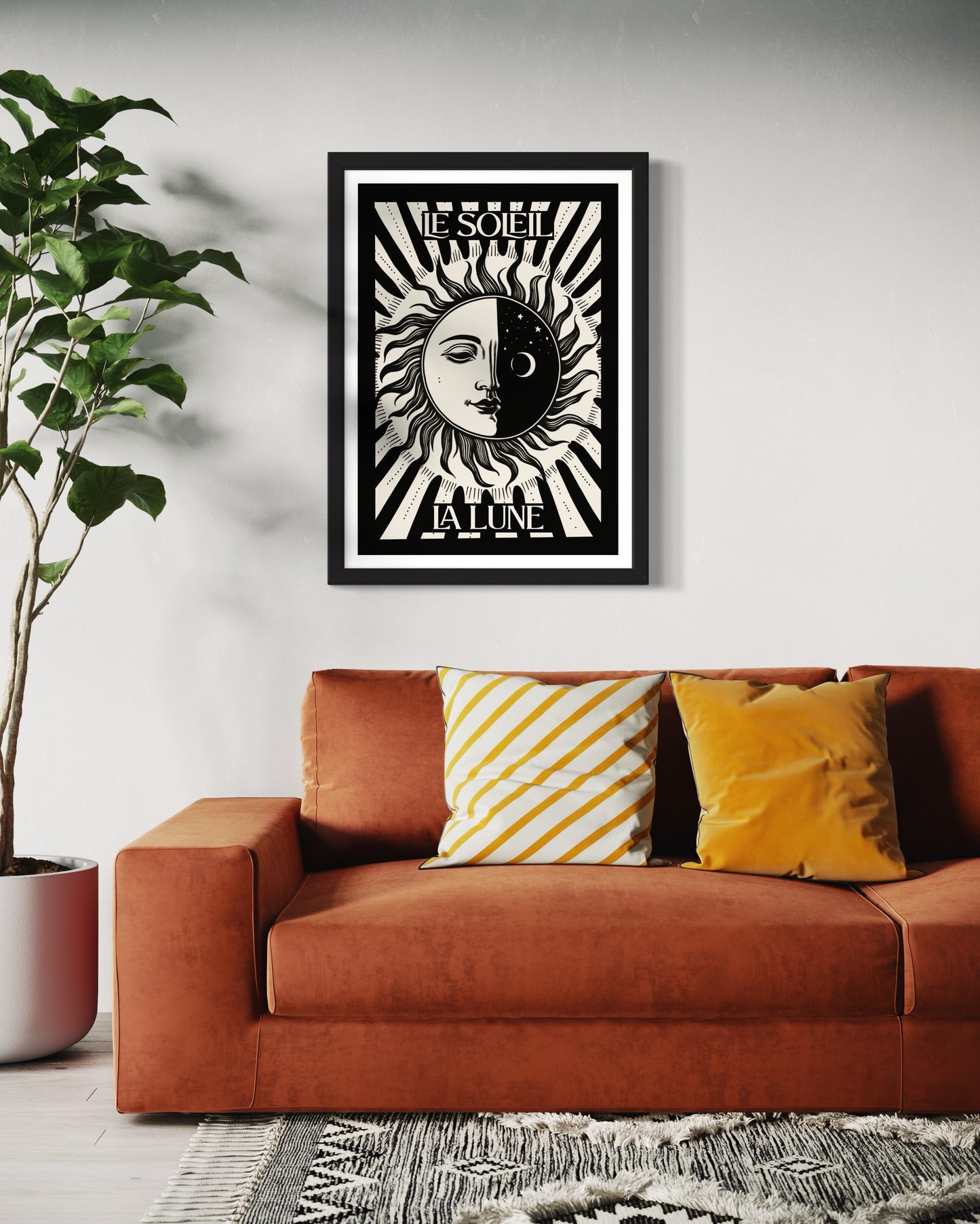 Le Soleil La Lune / Sun and Moon Art Print Black and White