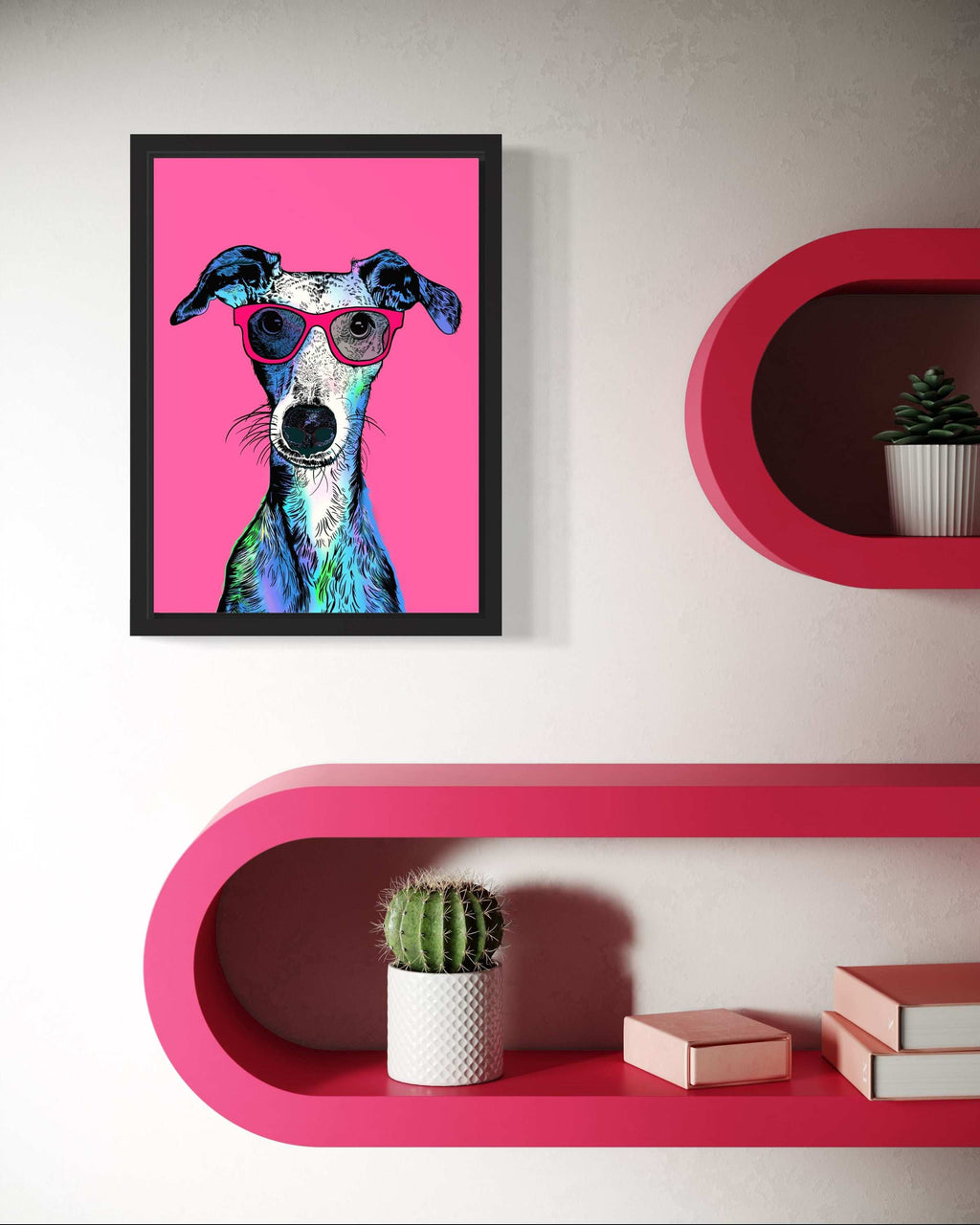 Whippet Dog Illustration Art Print - 2 Colour options available