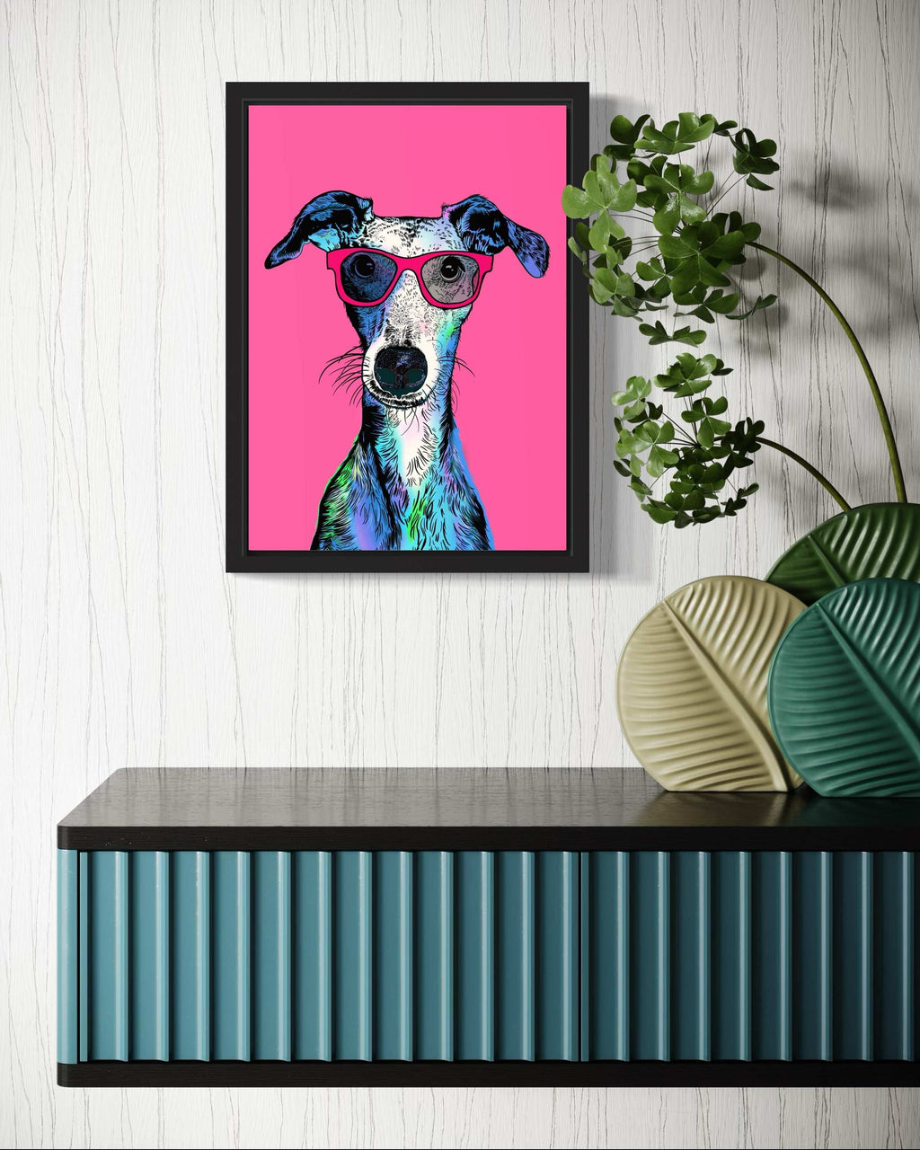 Whippet Dog Illustration Art Print - 2 Colour options available