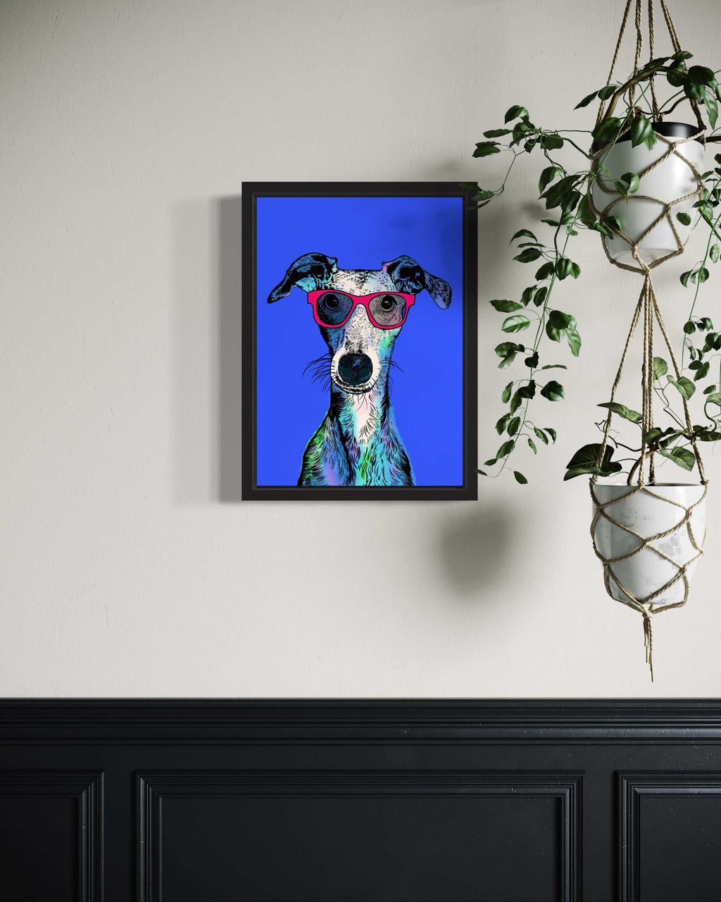 Whippet Dog Illustration Art Print - 2 Colour options available