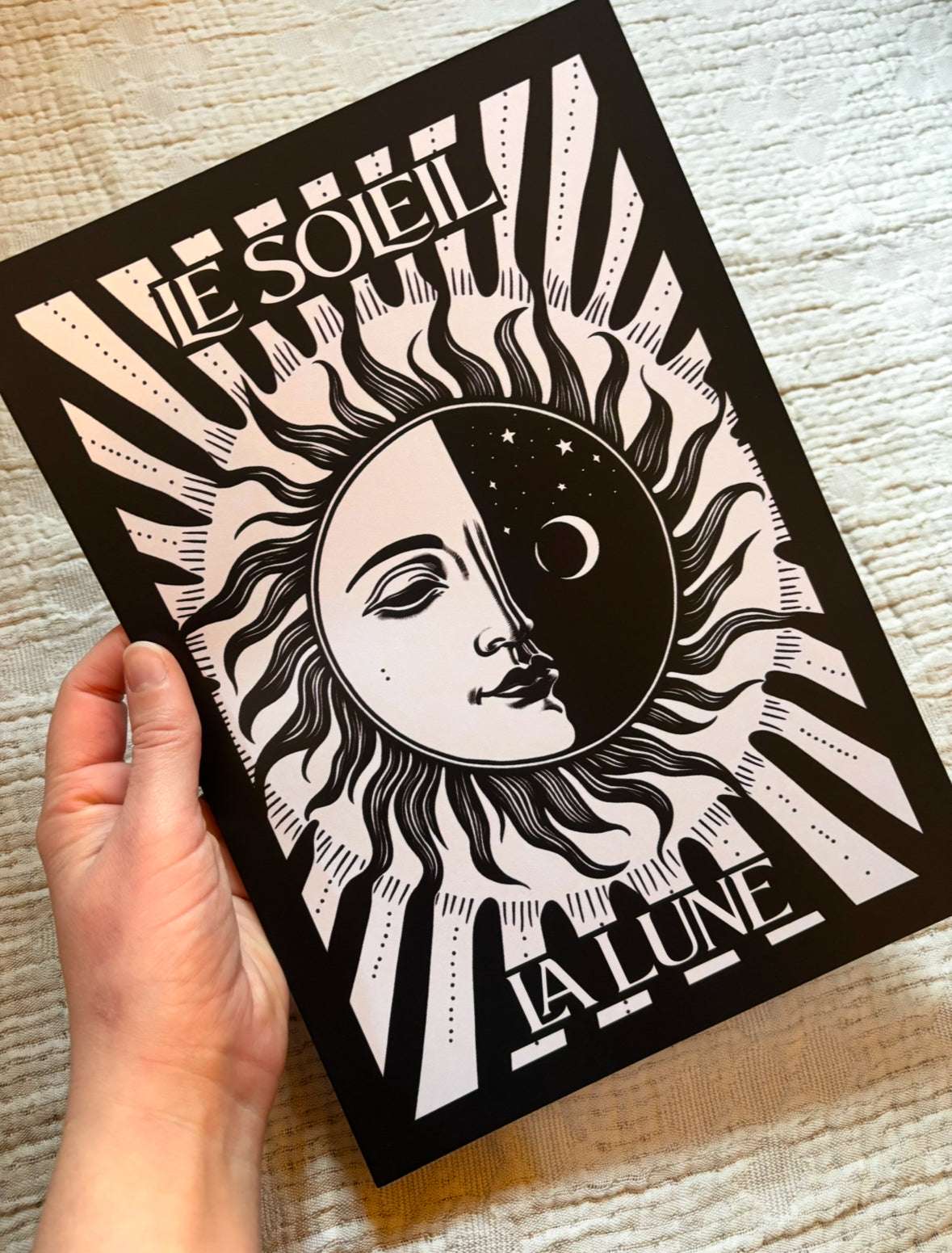 Le Soleil La Lune / Sun and Moon Art Print Black and White