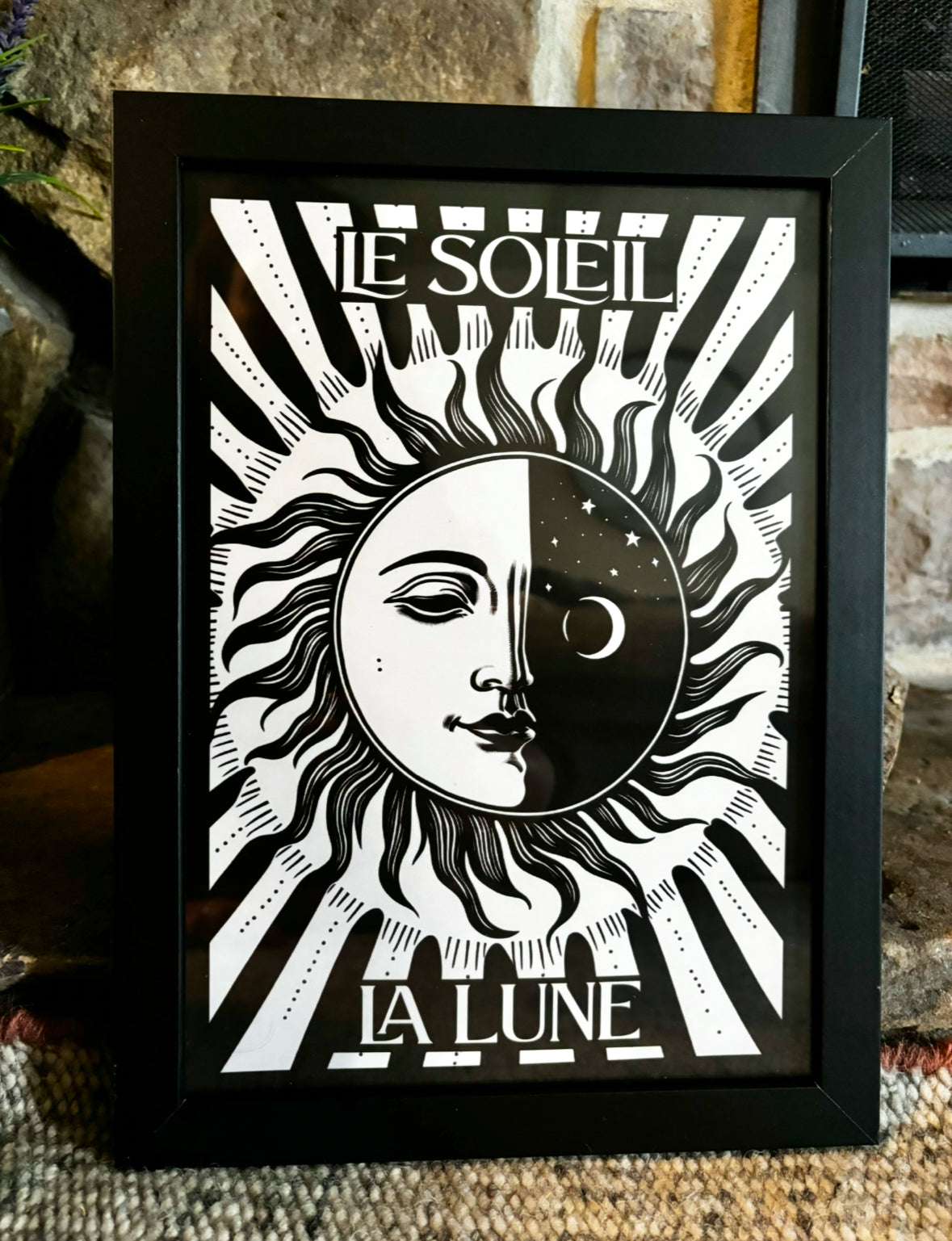 Le Soleil La Lune / Sun and Moon Art Print Black and White