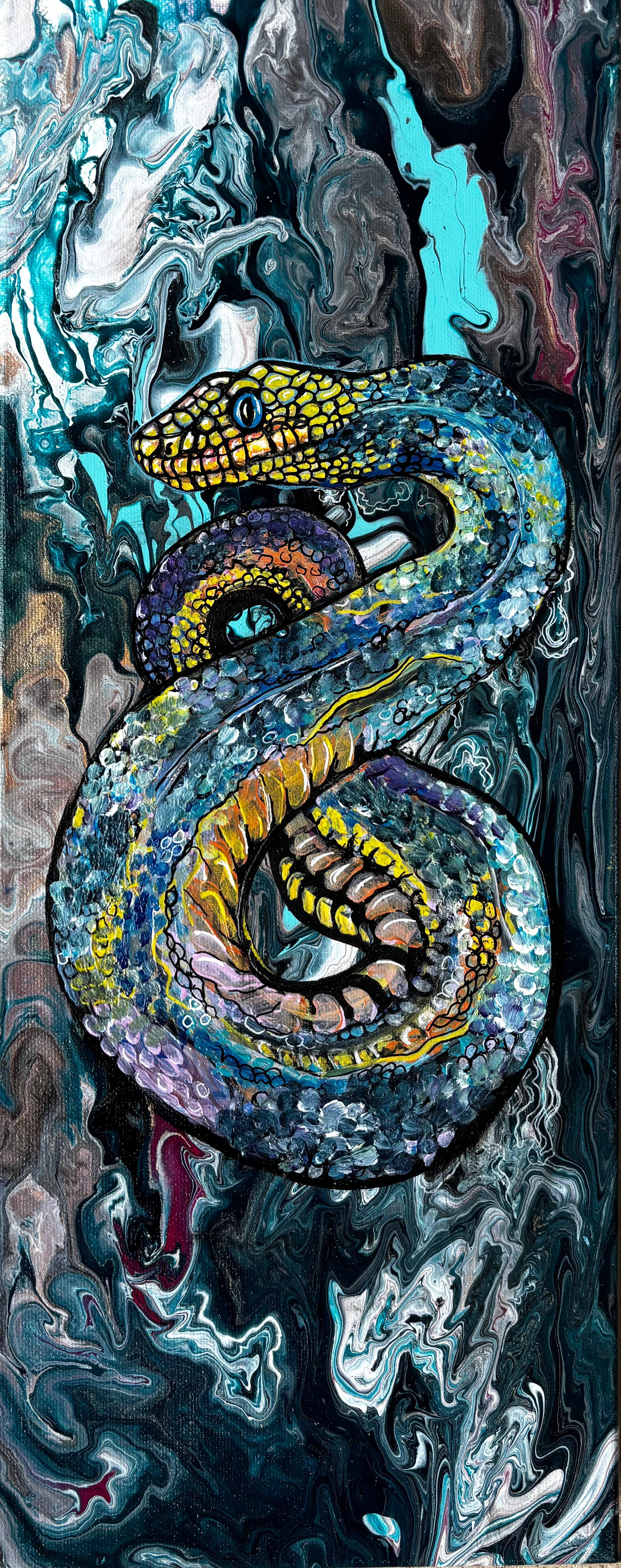 Snake Mixed Media Original Painting "Serpent Of Eternity"