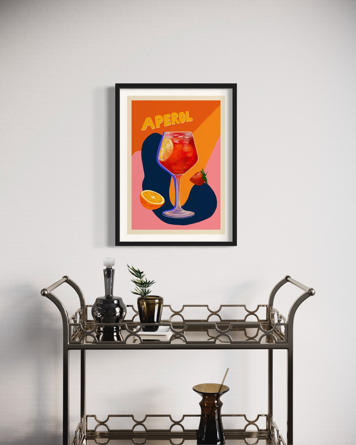 Aperol Spritz Cocktail Art Print for KitchenBar Decor