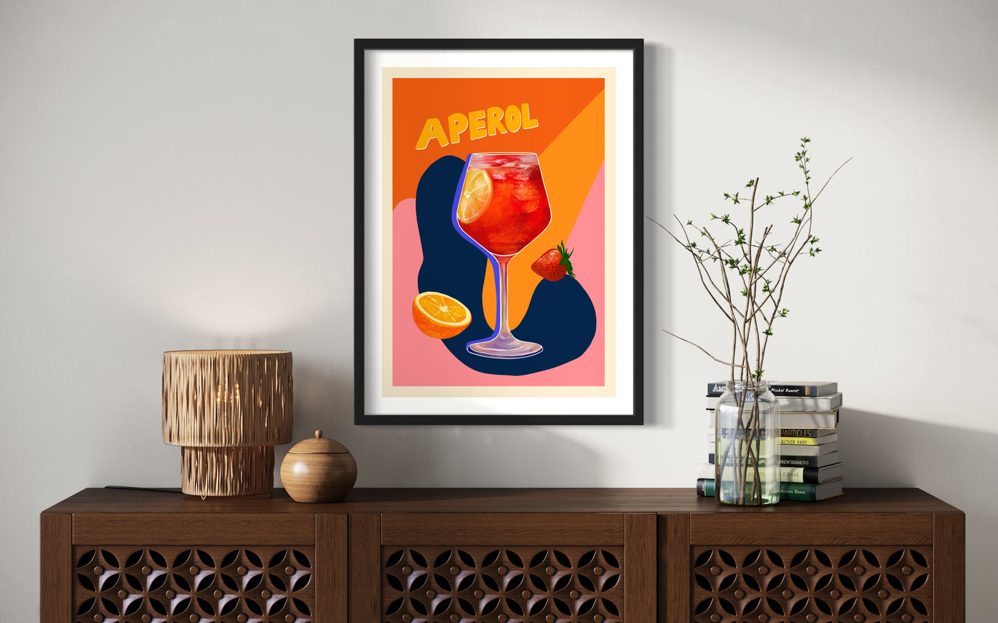 Aperol Spritz Cocktail Art Print for KitchenBar Decor