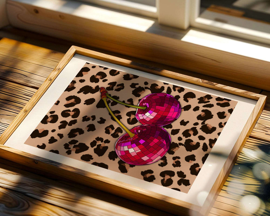 Disco Cherries Leopard Print Wall Art
