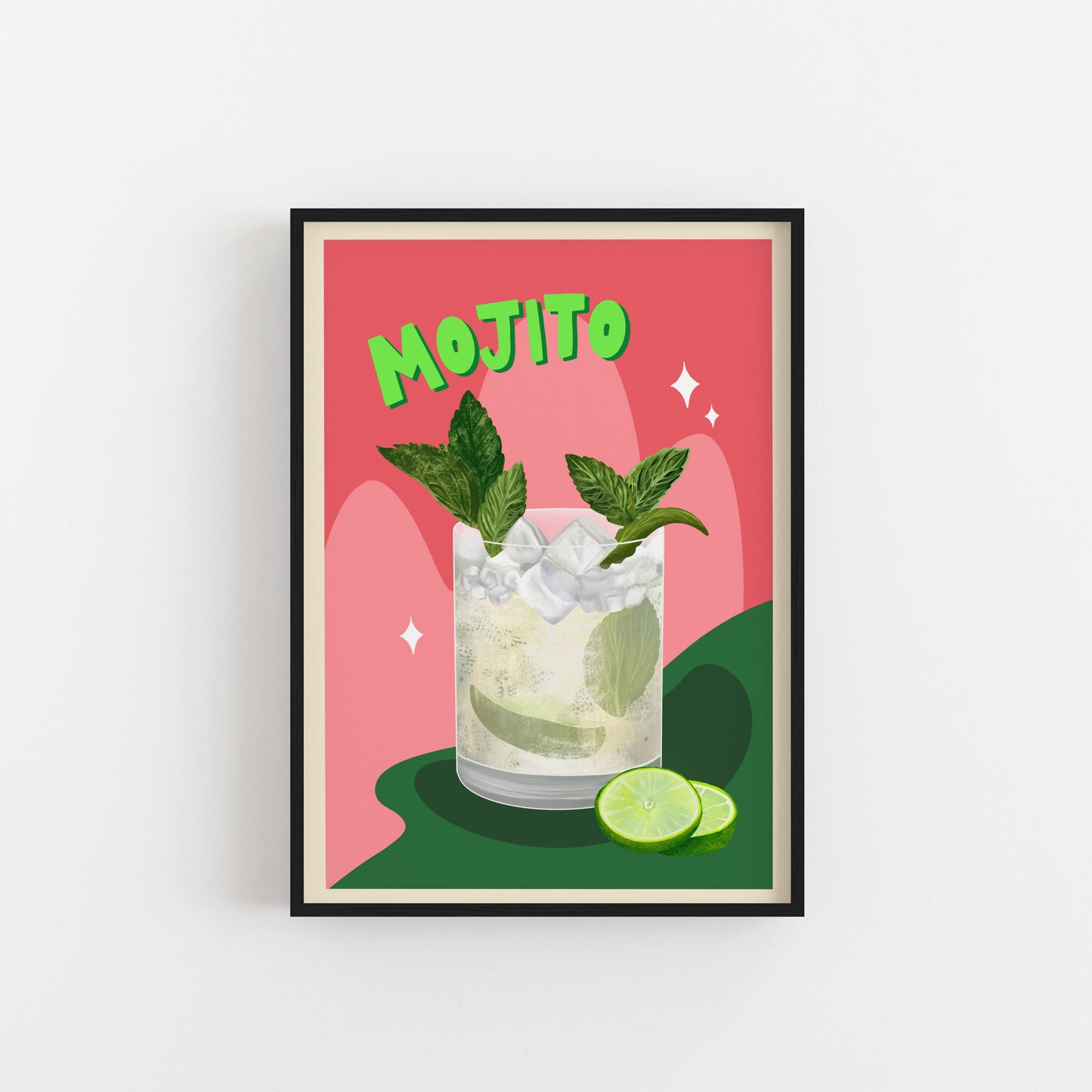 Mojito cocktail art print for kitchen / bar decor