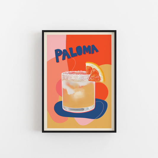 Paloma Cocktail Drink Art Print For Bar or Kitchen Decor