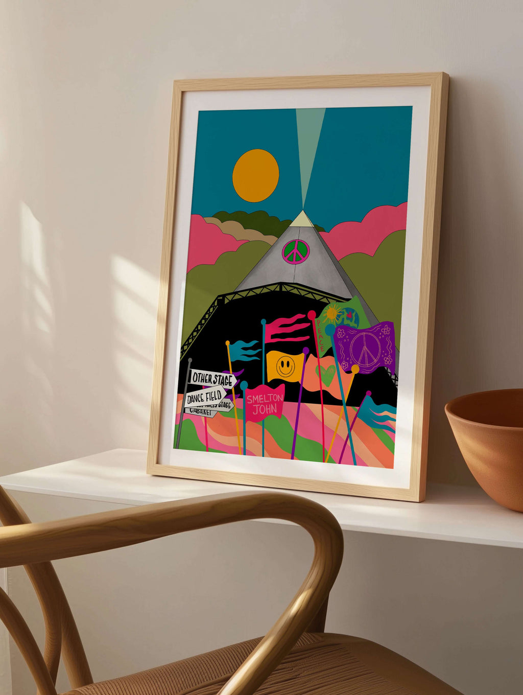 The Pyramid Stage Glastonbury Flags Art Print