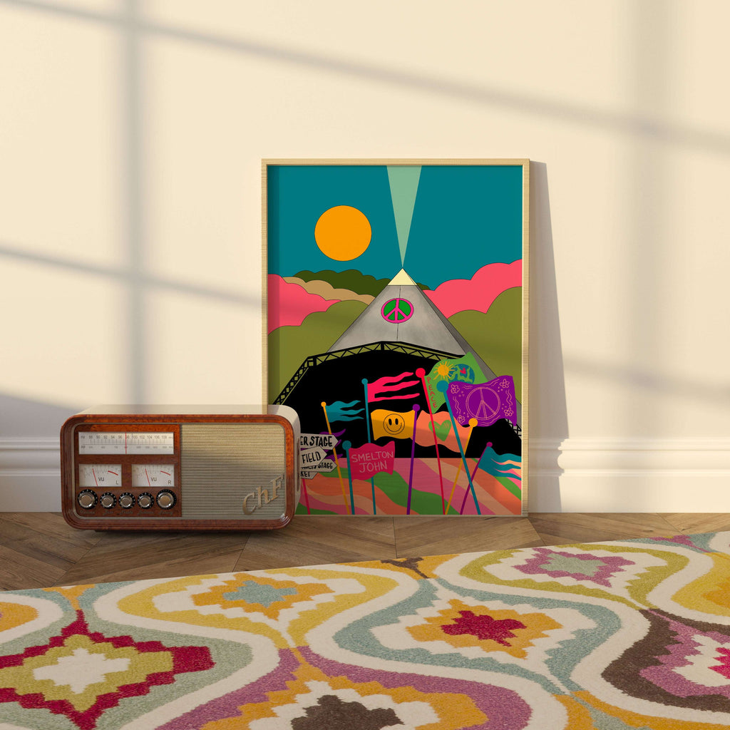 The Pyramid Stage Glastonbury Flags Art Print