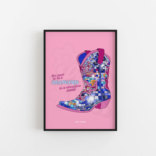 Dolly Parton Rhinestone Quote Art Print