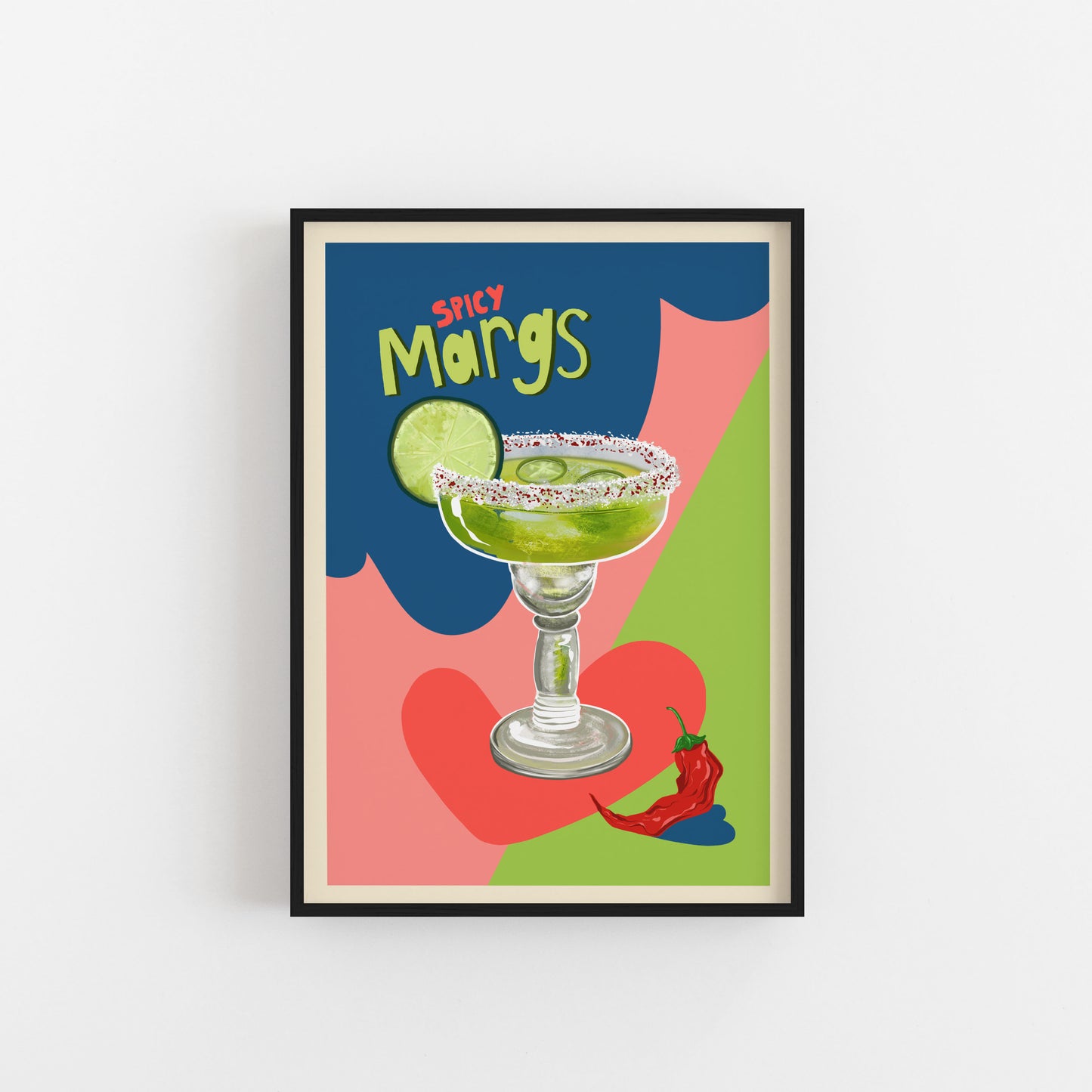 Spicy Margarita cocktail art print for kitchen / bar decor