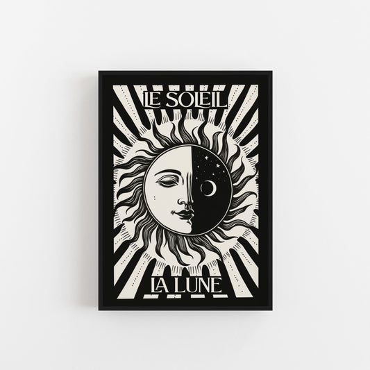 Le Soleil La Lune / Sun and Moon Art Print Black and White