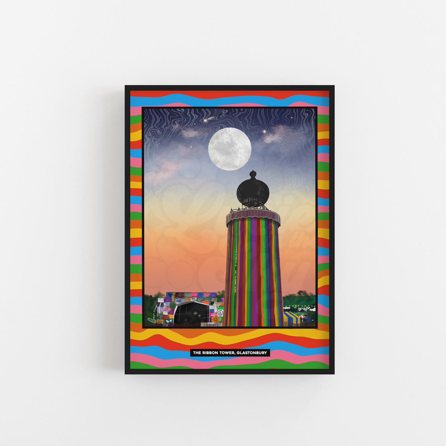 Bring a piece of Glastonbury’s magic home with this vibrant art print of The Ribbon Tower overlooking The Park stage.