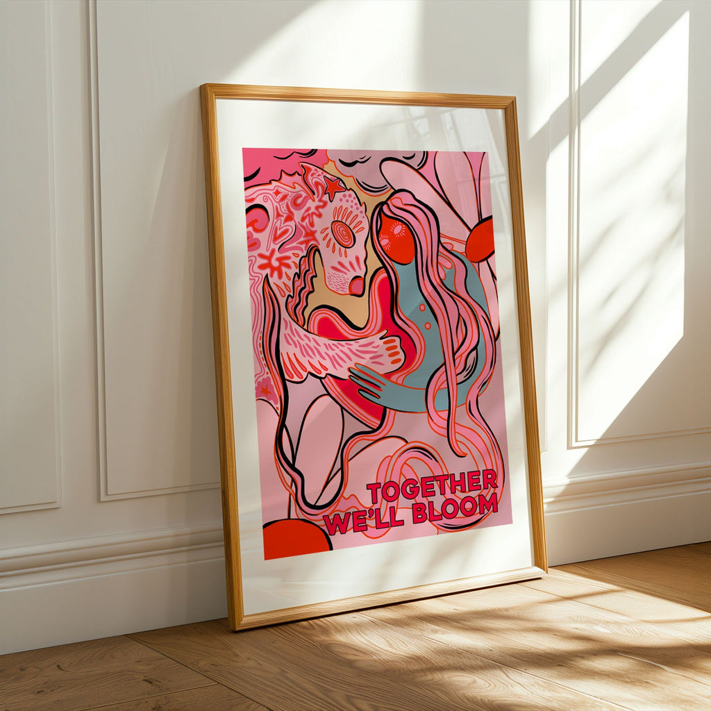 Symbolic illustration of a wolf and human soul touching, representing love in all forms.