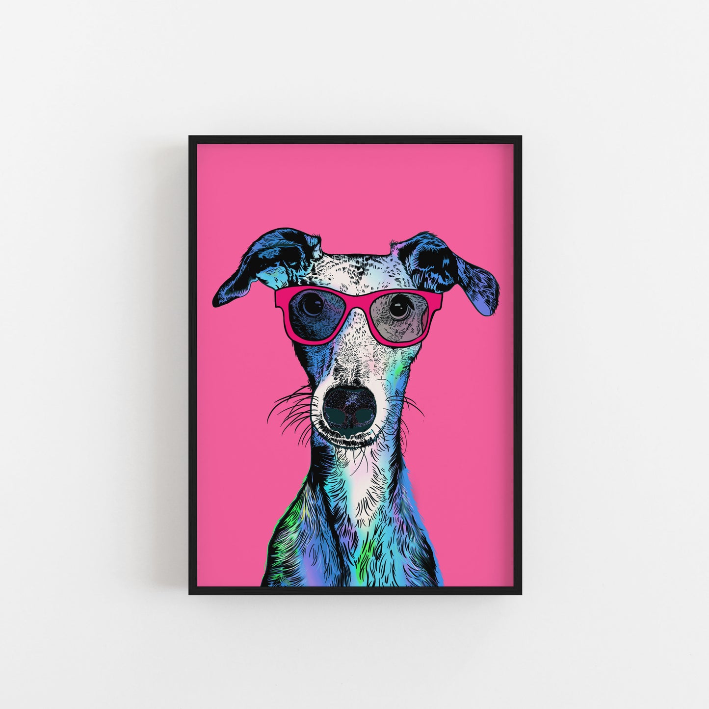 Whippet Dog Illustration Art Print - 2 Colour options available