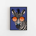 Toon Zebra Illustration Featuring Newcastle River Tyne Art Print in blue and orange colour.