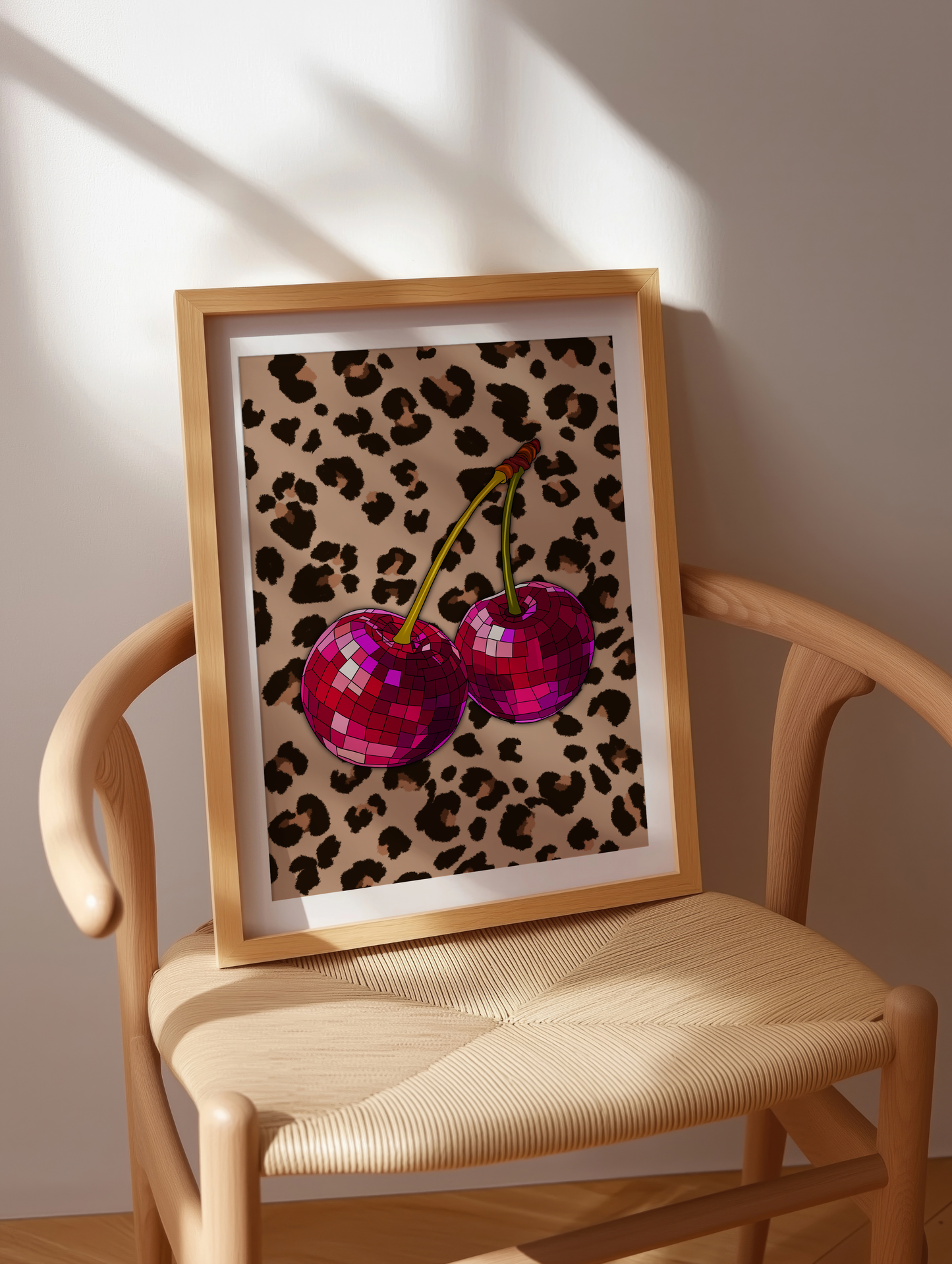 Leopard Disco Cherries Art Print