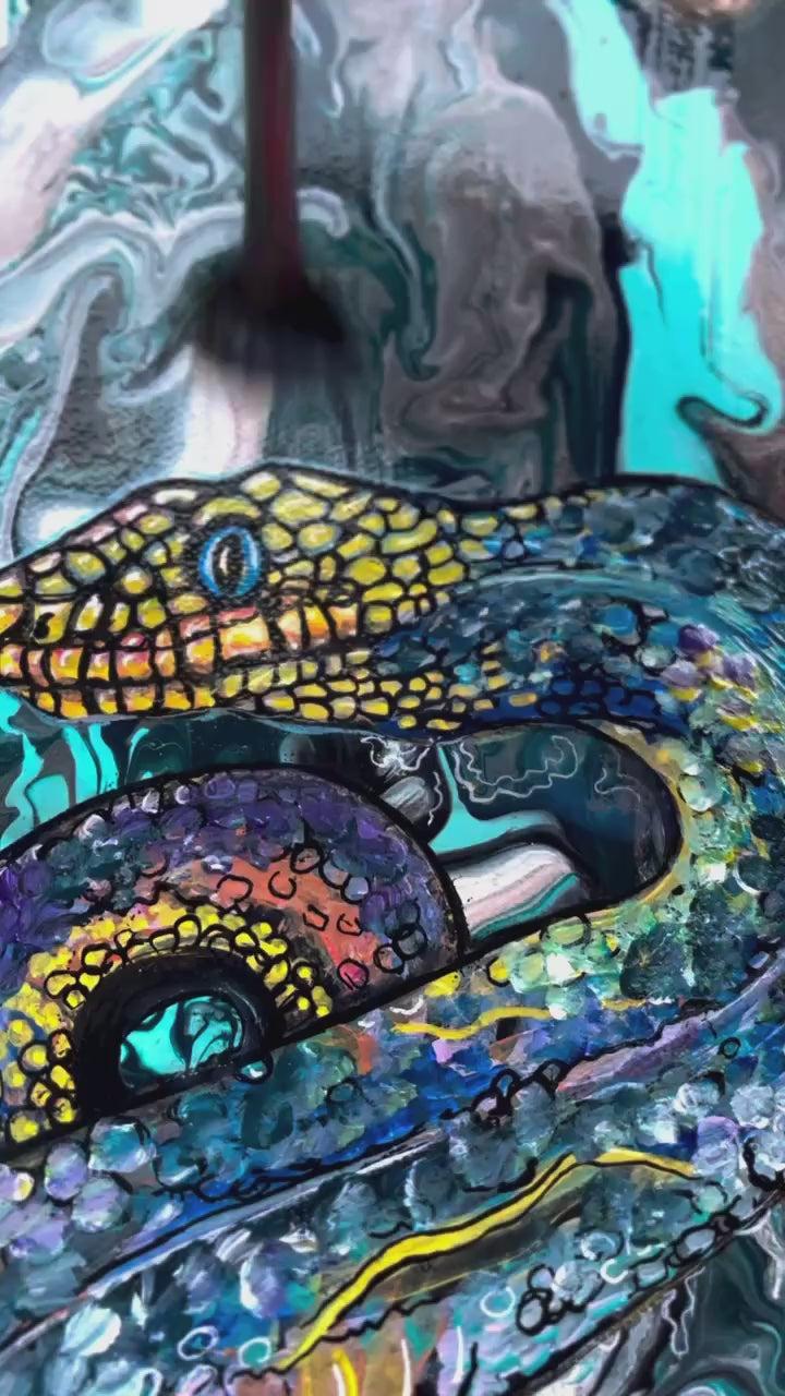 Snake Mixed Media Original Painting "Serpent Of Eternity"