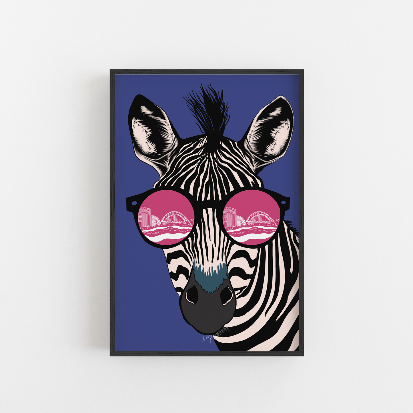 Zebra Illustration Featuring Newcastle River Tyne Art Print