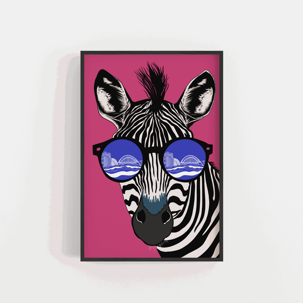 Zebra Illustration Featuring Newcastle River Tyne Art Print
