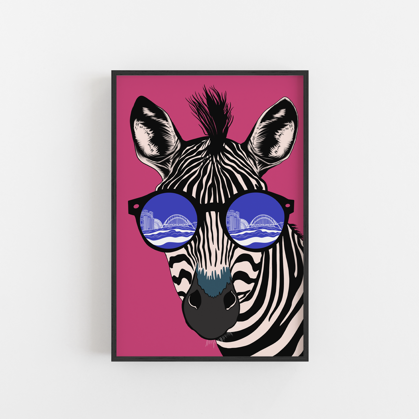 Zebra Illustration Featuring Newcastle River Tyne Art Print